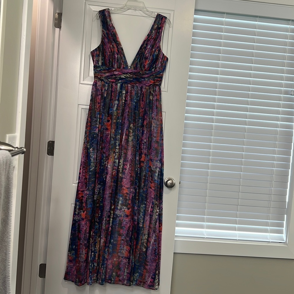EUC Aidan by AIDAN MATTOX watercolor chiffon gown